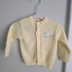 Vintage Baby Knit Button-Front Cardigan in Pale Yellow BUNDLE